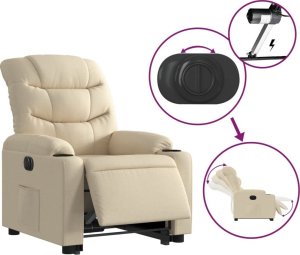 vidaXL Podnoszony fotel masujący, elektryczny, rozkładany, kremowy 5