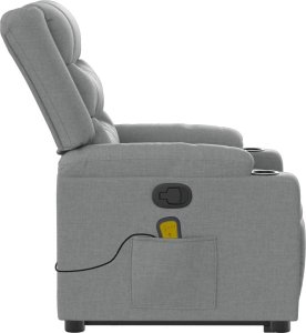 vidaXL Podnoszony fotel masujący, rozkładany, jasnoszary, tkanina 9