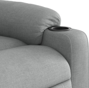 vidaXL Podnoszony fotel masujący, rozkładany, jasnoszary, tkanina 10