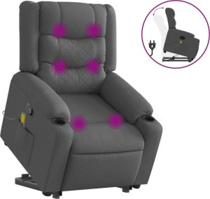 vidaXL Podnoszony fotel masujący, rozkładany, ciemnoszary, tkanina 2