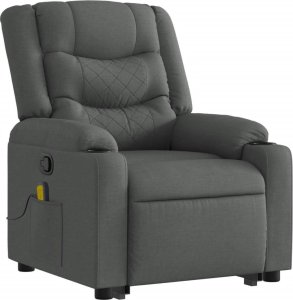 vidaXL Podnoszony fotel masujący, rozkładany, ciemnoszary, tkanina 3