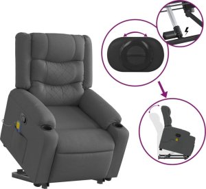 vidaXL Podnoszony fotel masujący, rozkładany, ciemnoszary, tkanina 5