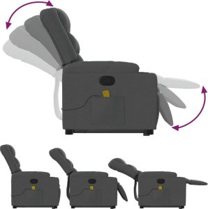 vidaXL Podnoszony fotel masujący, rozkładany, ciemnoszary, tkanina 6