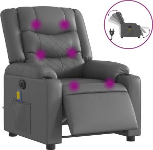 vidaXL Rozkładany fotel masujący, elektryczny, szary, sztuczna skóra 2