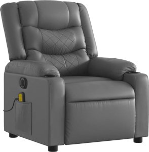 vidaXL Rozkładany fotel masujący, elektryczny, szary, sztuczna skóra 3