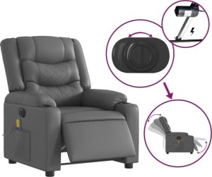 vidaXL Rozkładany fotel masujący, elektryczny, szary, sztuczna skóra 5