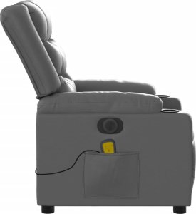 vidaXL Rozkładany fotel masujący, elektryczny, szary, sztuczna skóra 9
