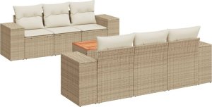vidaXL 7-częściowy zestaw wypoczynkowy do ogrodu, z poduszkami, beżowy 2