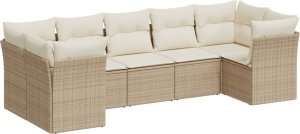 vidaXL 7-częściowy zestaw wypoczynkowy do ogrodu, z poduszkami, beżowy 2