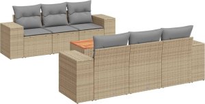 vidaXL 7-częściowy zestaw wypoczynkowy do ogrodu, z poduszkami, beżowy 2