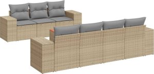vidaXL 8-częściowy zestaw mebli ogrodowych z poduszkami, beżowy, polirattan 2