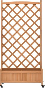 vidaXL Donica z trejażem i kółkami, brązowa, lite drewno jodłowe 4