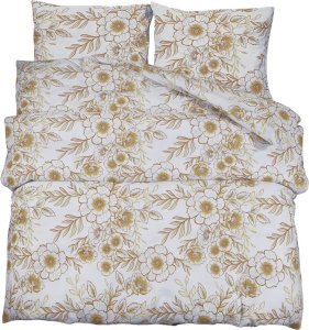 vidaXL Zestaw pościeli, biało-brązowy, 135x200 cm, bawełna 2