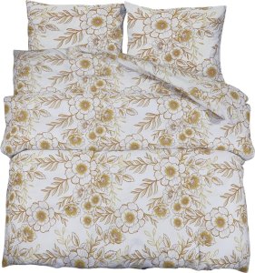 vidaXL Zestaw pościeli, biało-brązowy, 140x200 cm, bawełna 2