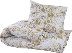 vidaXL Zestaw pościeli, biało-brązowy, 140x200 cm, bawełna 3