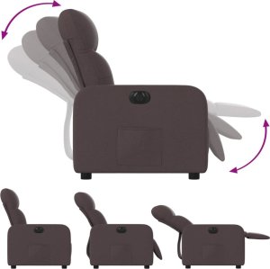 vidaXL vidaXL Elektryczny fotel rozkładany, ciemnobrązowy, obity tkaniną 6