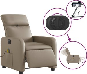 vidaXL Rozkładany fotel masujący elektryczny cappuccino 4