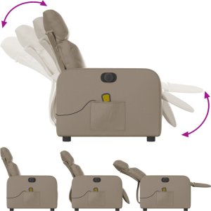 vidaXL Rozkładany fotel masujący elektryczny cappuccino 5