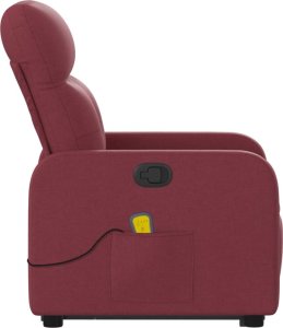 vidaXL vidaXL Podnoszony fotel masujący, rozkładany, bordowy, obity tkaniną 9