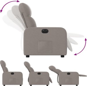 vidaXL vidaXL Elektryczny fotel rozkładany, kolor taupe, obity tkaniną 5