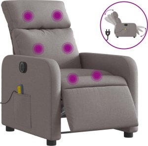 vidaXL vidaXL Rozkładany fotel masujący, elektryczny, kolor taupe, tkanina 2