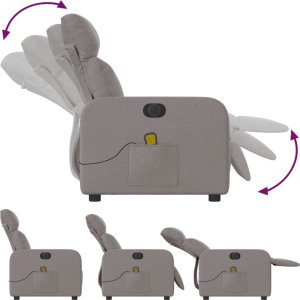 vidaXL vidaXL Rozkładany fotel masujący, elektryczny, kolor taupe, tkanina 7