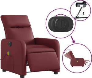 vidaXL Rozkładany fotel masujący, elektryczny, bordowy, sztuczna skóra 6