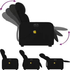 vidaXL Podnoszony fotel masujący, elektryczny, rozkładany, czarny 6