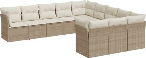 vidaXL 11-częściowy zestaw mebli ogrodowych z poduszkami, beżowy, polirattan 2