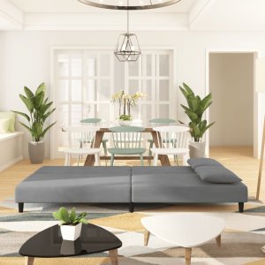 vidaXL 2-osobowa kanapa z 2 poduszkami, jasnoszara, obita aksamitem 3