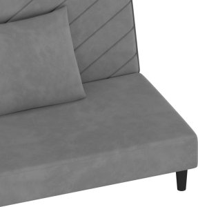 vidaXL 2-osobowa kanapa z 2 poduszkami, jasnoszara, obita aksamitem 9