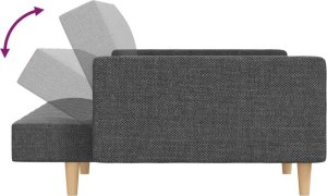 vidaXL 2-osobowa kanapa, 2 poduszki, jasnoszara, tapicerowana tkaniną 7