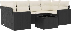 vidaXL 7-częściowy zestaw wypoczynkowy do ogrodu, z poduszkami, czarny 2