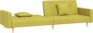 vidaXL 2-osobowa kanapa z 2 poduszkami, zielona, obita tkaniną 4