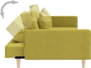 vidaXL 2-osobowa kanapa z 2 poduszkami, zielona, obita tkaniną 7