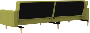 vidaXL 2-osobowa kanapa z 2 poduszkami, zielona, obita tkaniną 8