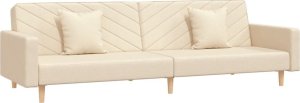 vidaXL 2-osobowa kanapa, 2 poduszki, kremowa, tapicerowana tkaniną 2