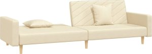 vidaXL 2-osobowa kanapa, 2 poduszki, kremowa, tapicerowana tkaniną 4