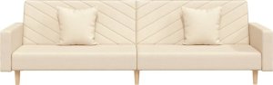vidaXL 2-osobowa kanapa, 2 poduszki, kremowa, tapicerowana tkaniną 5