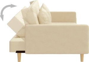 vidaXL 2-osobowa kanapa, 2 poduszki, kremowa, tapicerowana tkaniną 7