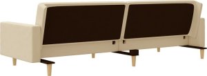 vidaXL 2-osobowa kanapa, 2 poduszki, kremowa, tapicerowana tkaniną 8
