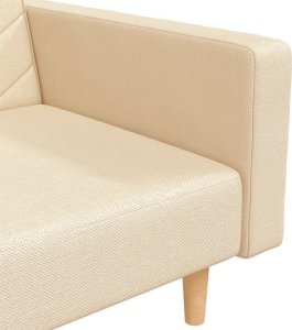 vidaXL 2-osobowa kanapa, 2 poduszki, kremowa, tapicerowana tkaniną 9