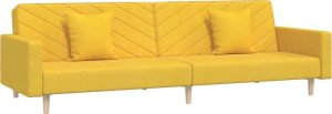 vidaXL 2-osobowa kanapa, 2 poduszki, żółta, tapicerowana tkaniną 2