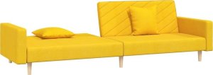 vidaXL 2-osobowa kanapa, 2 poduszki, żółta, tapicerowana tkaniną 4