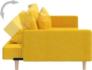 vidaXL 2-osobowa kanapa, 2 poduszki, żółta, tapicerowana tkaniną 7