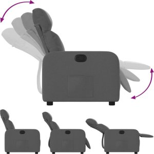 vidaXL Fotel rozkładany, ciemnoszary, tapicerowany tkaniną 4