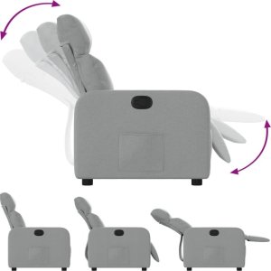 vidaXL Fotel rozkładany, jasnoszary, tapicerowany tkaniną 4