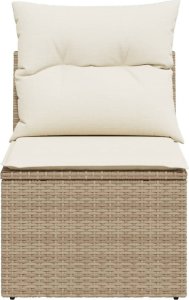 vidaXL Moduł sofy ogrodowej bez podłokietników, z poduszkami, beżowy 4