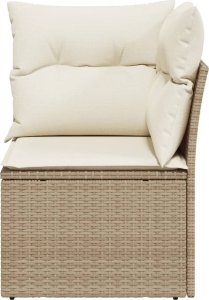 vidaXL Narożny moduł sofy z poduszkami, beżowy, polirattan 4