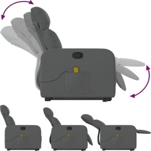 vidaXL Podnoszony fotel masujący, rozkładany, ciemnoszary, tkanina 6